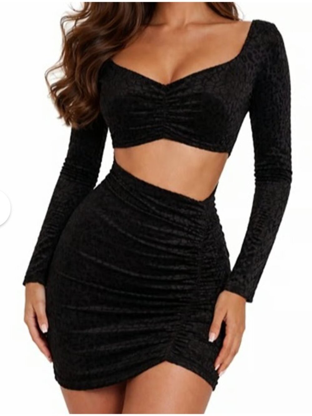 Naked Wardrobe Women's Velvet Burnout Leopard Print Dress - Size Large NWT
